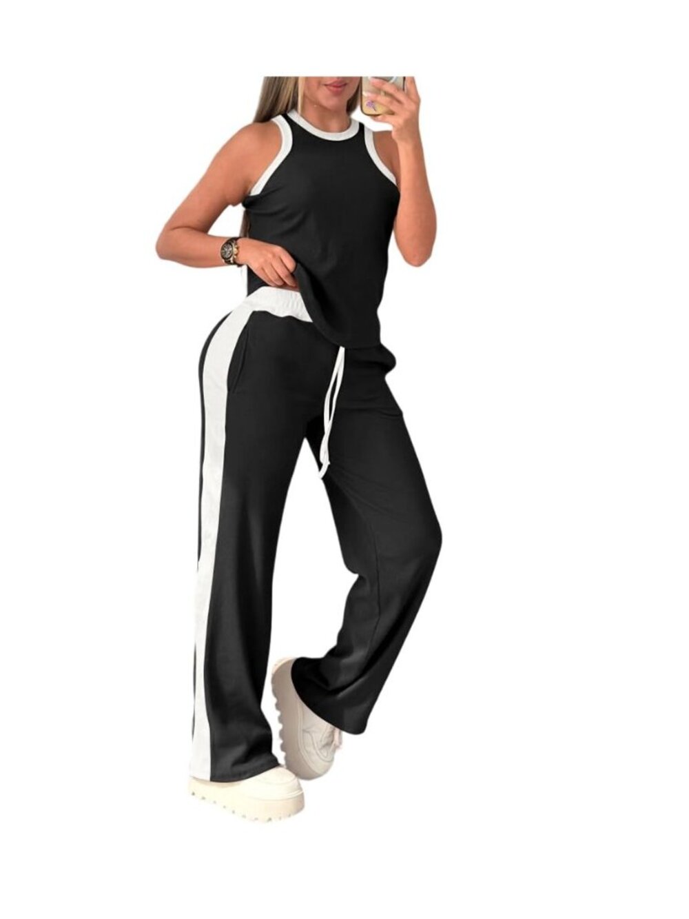 2 Piece Sets for Women Sleeveless Wide Leg Pants Outfit